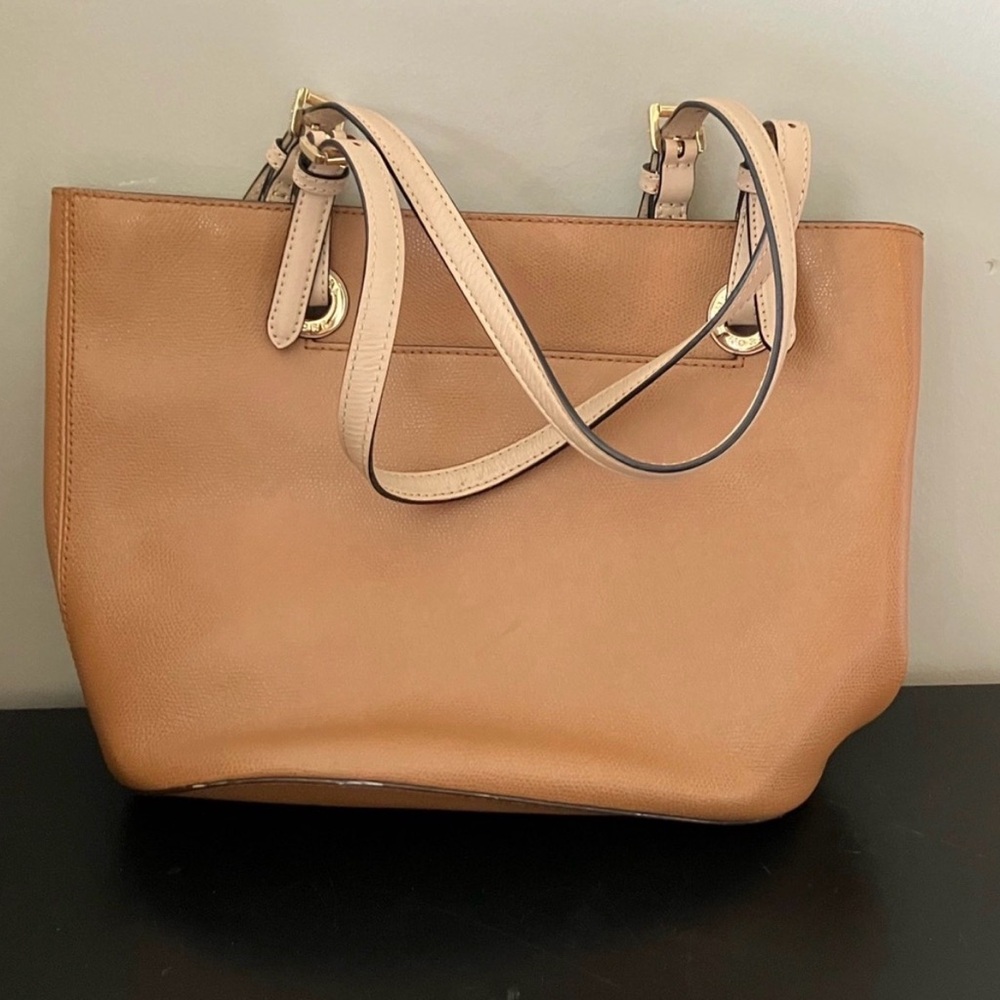 MICHAEL Michael Kors Tan Tote with Pale Pink Shoulder Straps